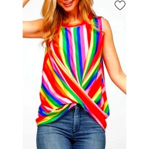 Women's Rainbow Cris Cross Top
